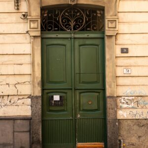 Green old door.